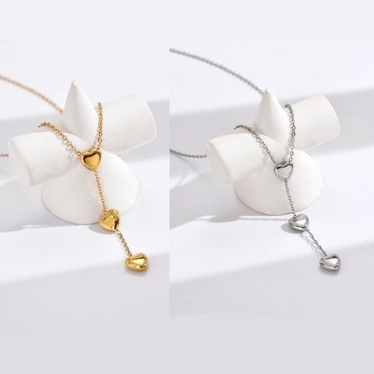 1 Piece Casual 3 Heart Shape Stainless Steel Polishing Plating Pendant Necklace