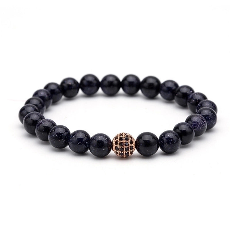 Frosted Natural Stone Crown Beaded Bracelets