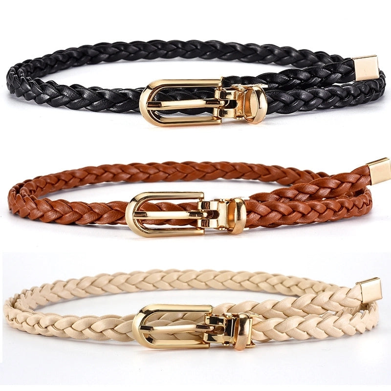 Roped Pu Leather Alloy Women's Fashion Belts GOLD