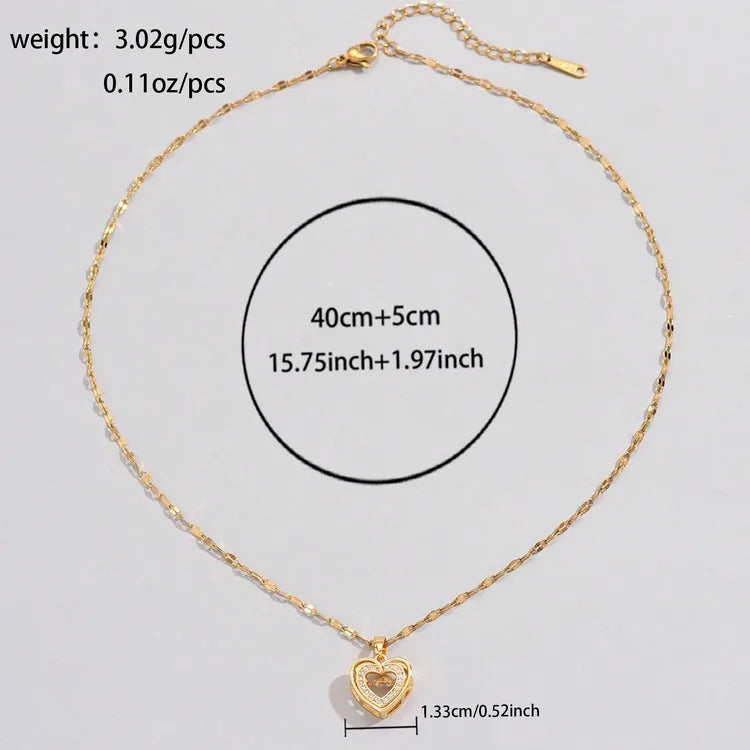 316 Stainless Steel Copper Heart Shape Electroplated 18K Real Gold Pendant Necklace