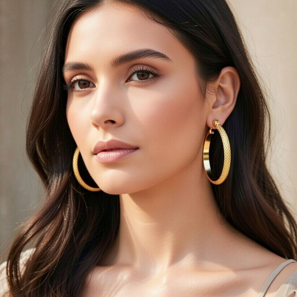 304 Stainless Steel Round Electroplating 18K Real Gold Plated Simple Style Earrings