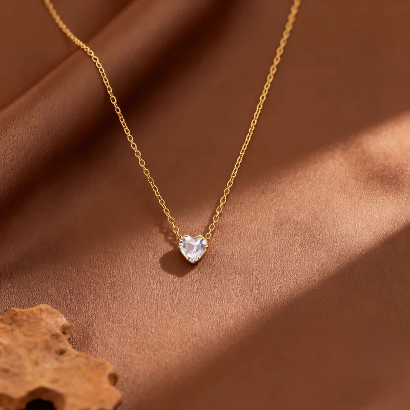 Mini Heart Shaped Diamond Necklace For Women Elegant Simple Choker Necklace