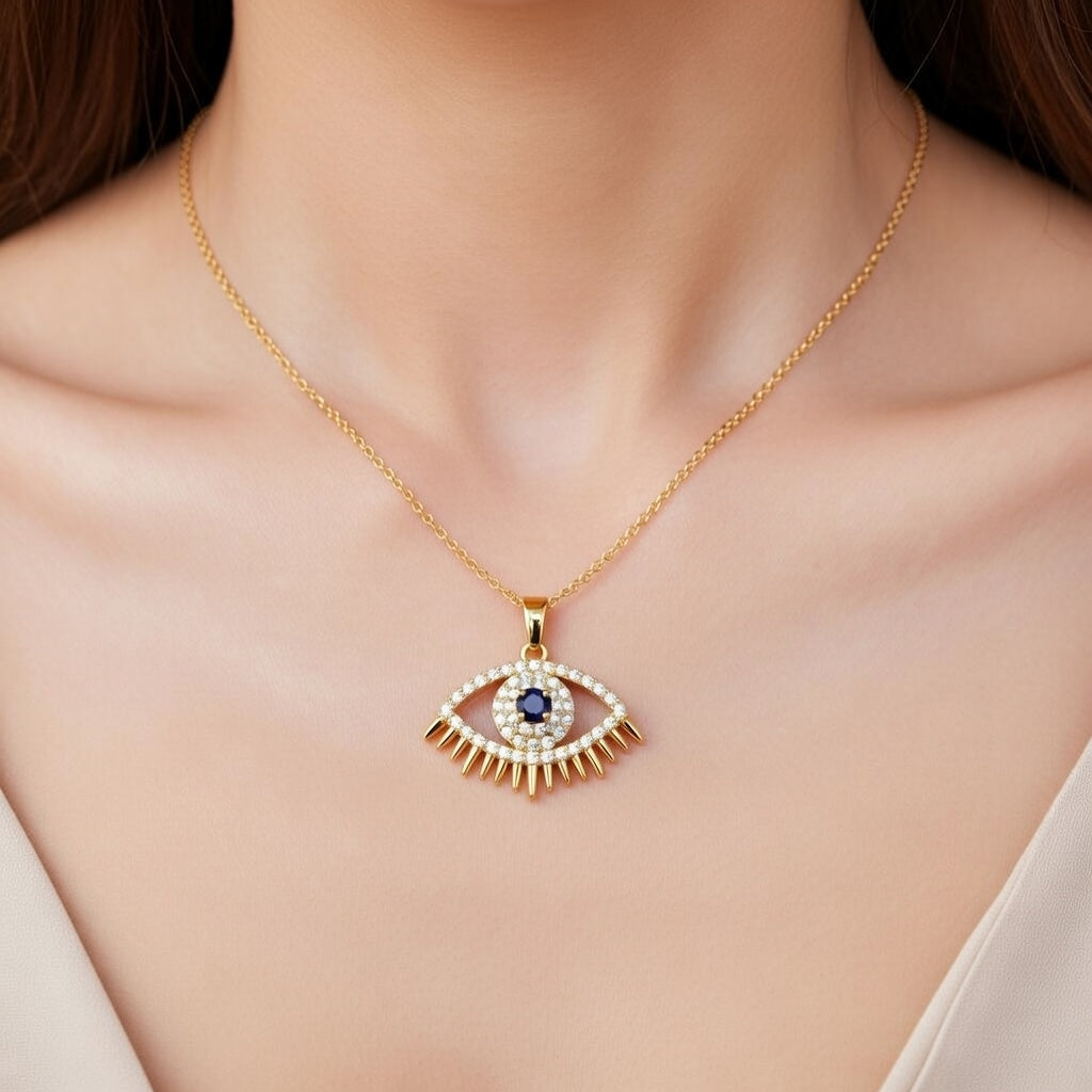 Evil Eye Stainless Steel Plating Inlay Zircon Pendant Necklace Gold