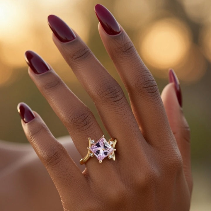 Claudia, Trendy Minimalist New Style Ring Set With Micro-Paved Zirconia For Women Geometric Pattern Alloy In Sizes