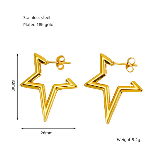 1 Pair Lady Star Style Geometric Plating Titanium Steel Earrings