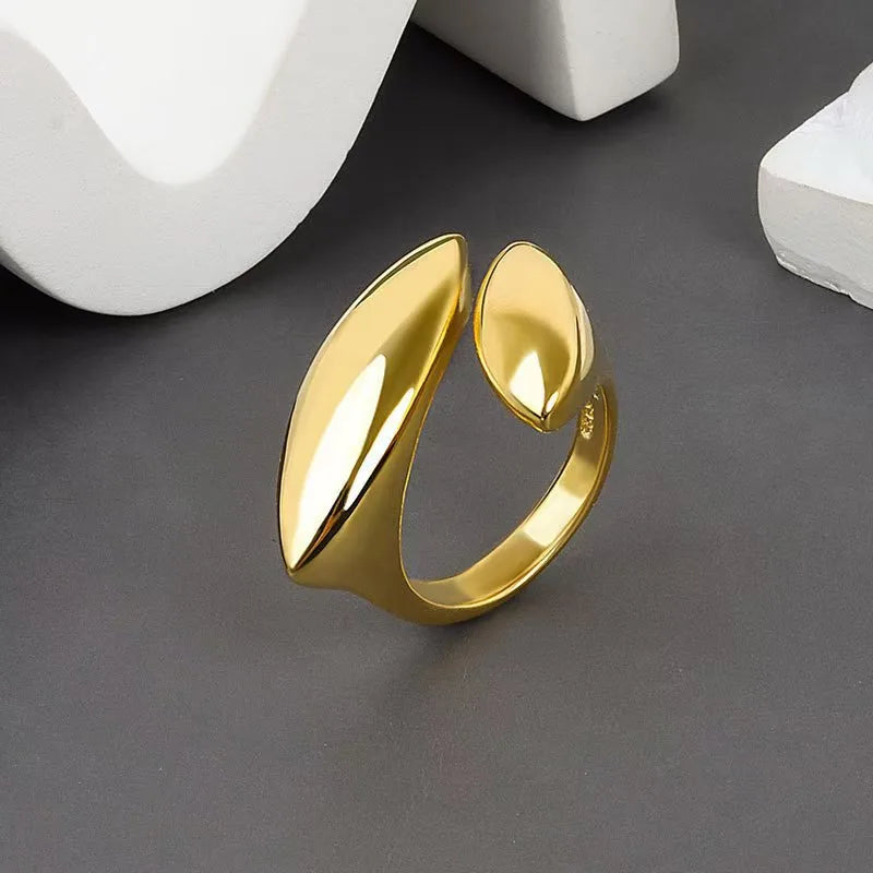Droplets 18K Gold Plated Metal Adjustable Open Rings