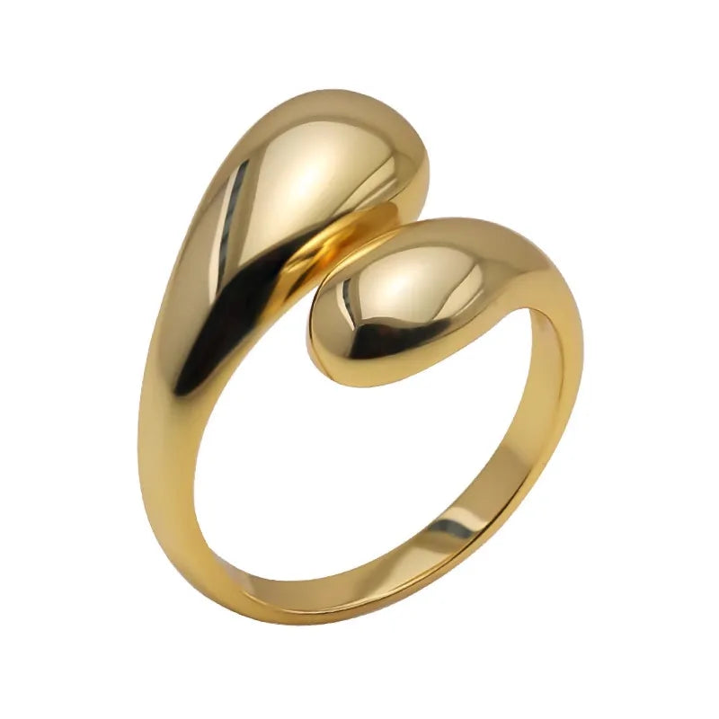 Aerie G, Modern Water Droplets 18K Gold Plated Metal in Gold