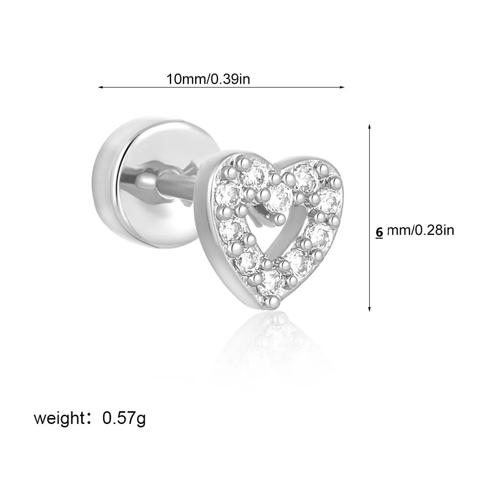 Heart Shaped stud Plated, 1 Pair