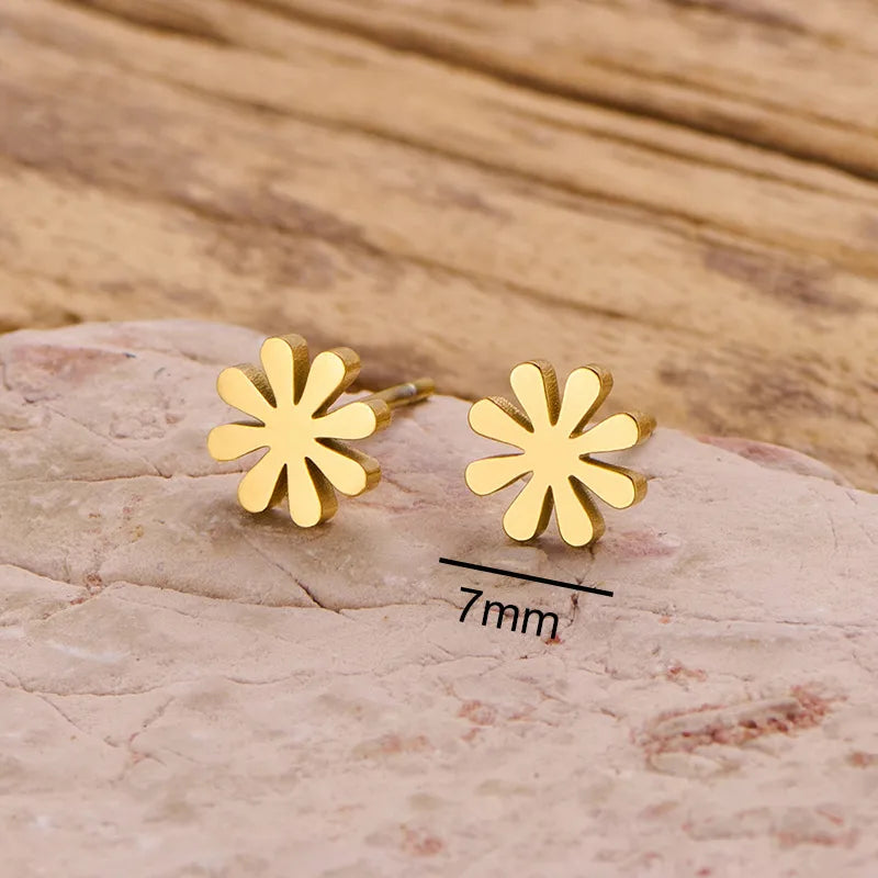 Daily Mini Earrings Fashion Stainless Steel 18K Gold Plated Vacuum Electroplating