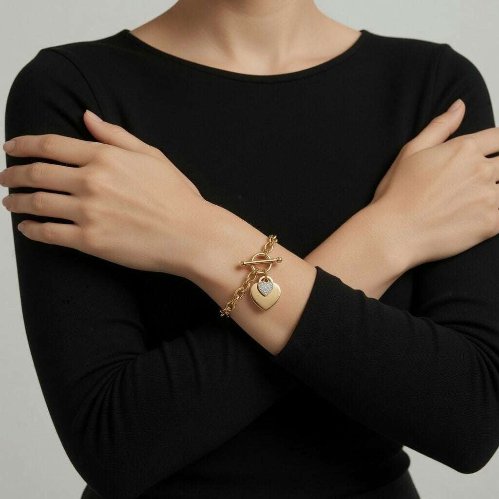 18K gold plated Stainless steel "Hearts" bracelet