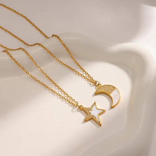 18K Gold Plated 304 Stainless Steel Vacuum Electroplating Moon Oil Drop Cable Chain