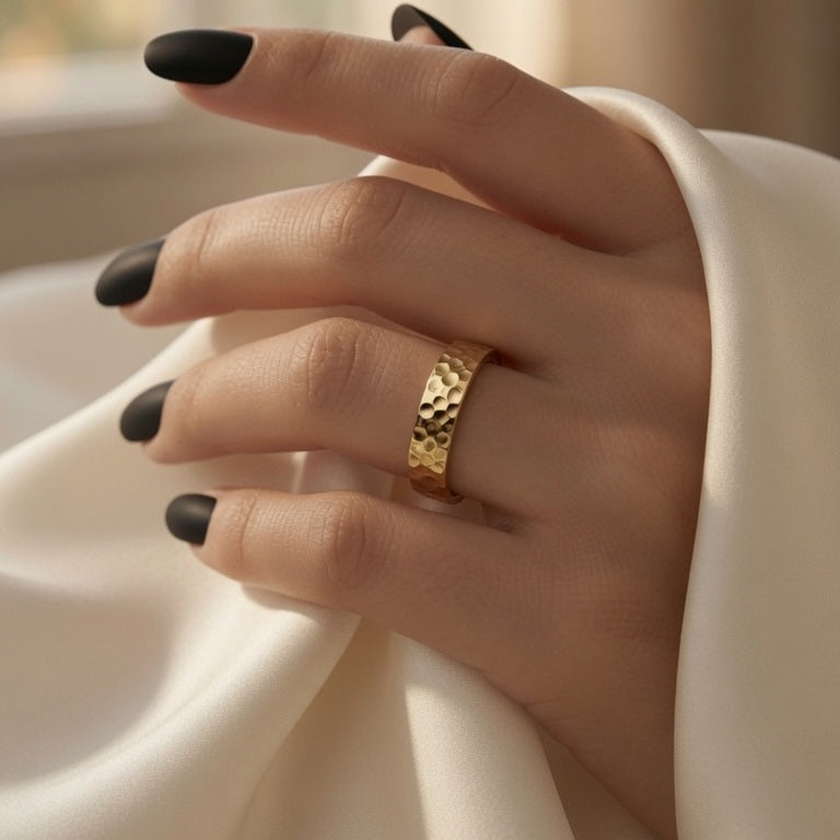 Nagina, 18K gold plated Stainless steel ring, Sized.