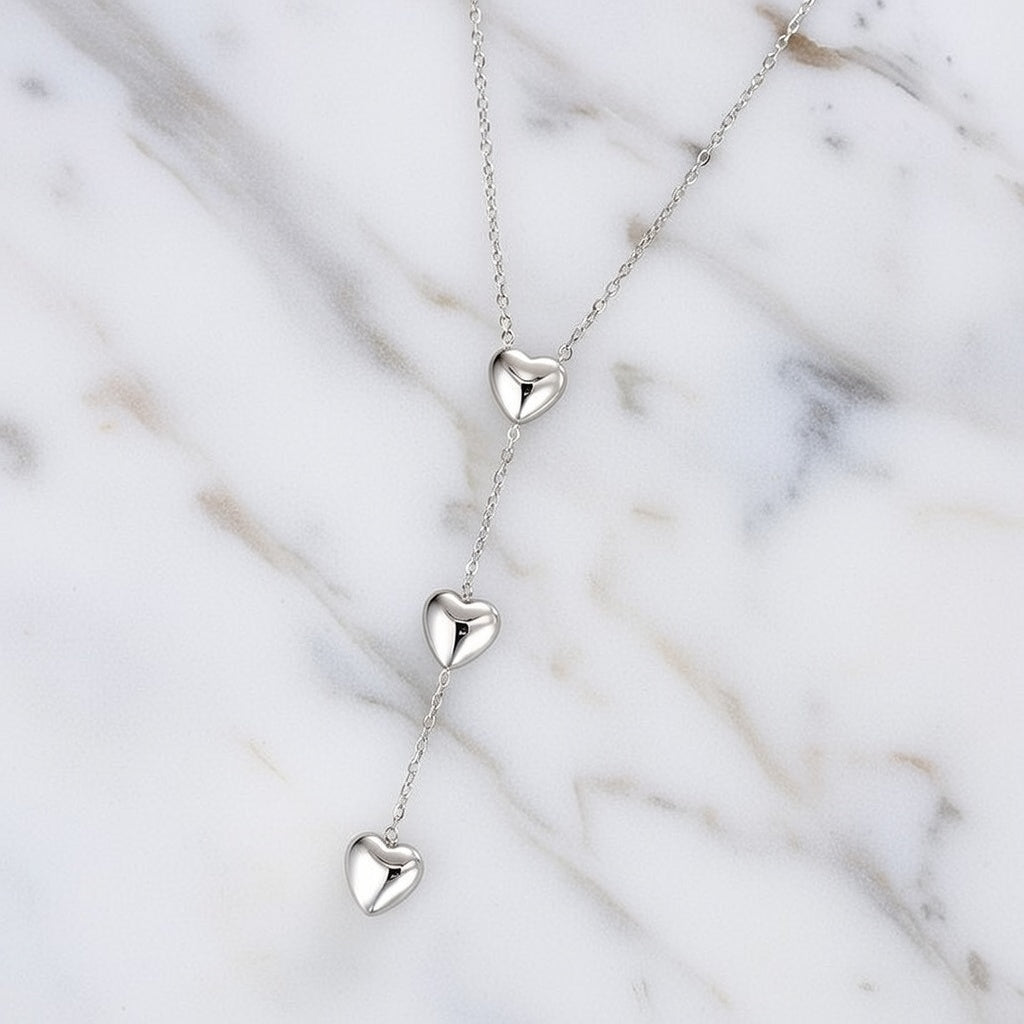 Casual Heart Shape Stainless Steel Polishing Plating Pendant Necklace in Silver
