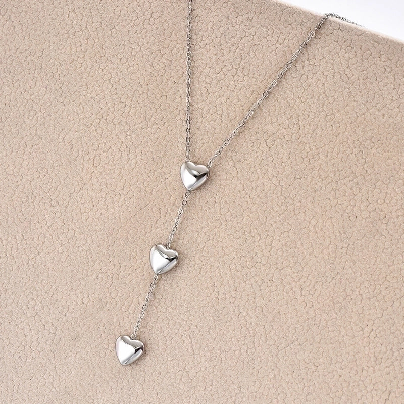 Casual Heart Shape Stainless Steel Polishing Plating Pendant Necklace in Silver