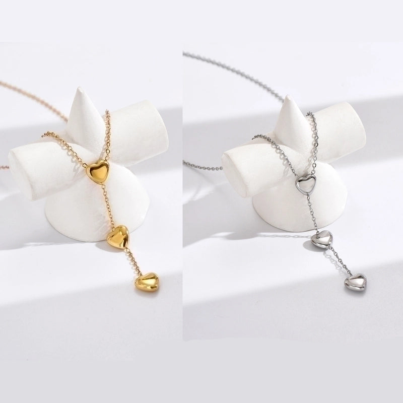 Casual Heart Shape Stainless Steel Polishing Plating Pendant Necklace in Silver