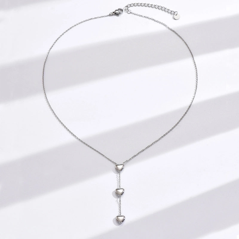 Casual Heart Shape Stainless Steel Polishing Plating Pendant Necklace in Silver