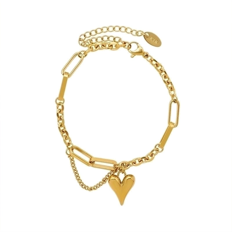 Fashion Heart Shape Titanium Steel Women's Bracelets Necklace in Gold