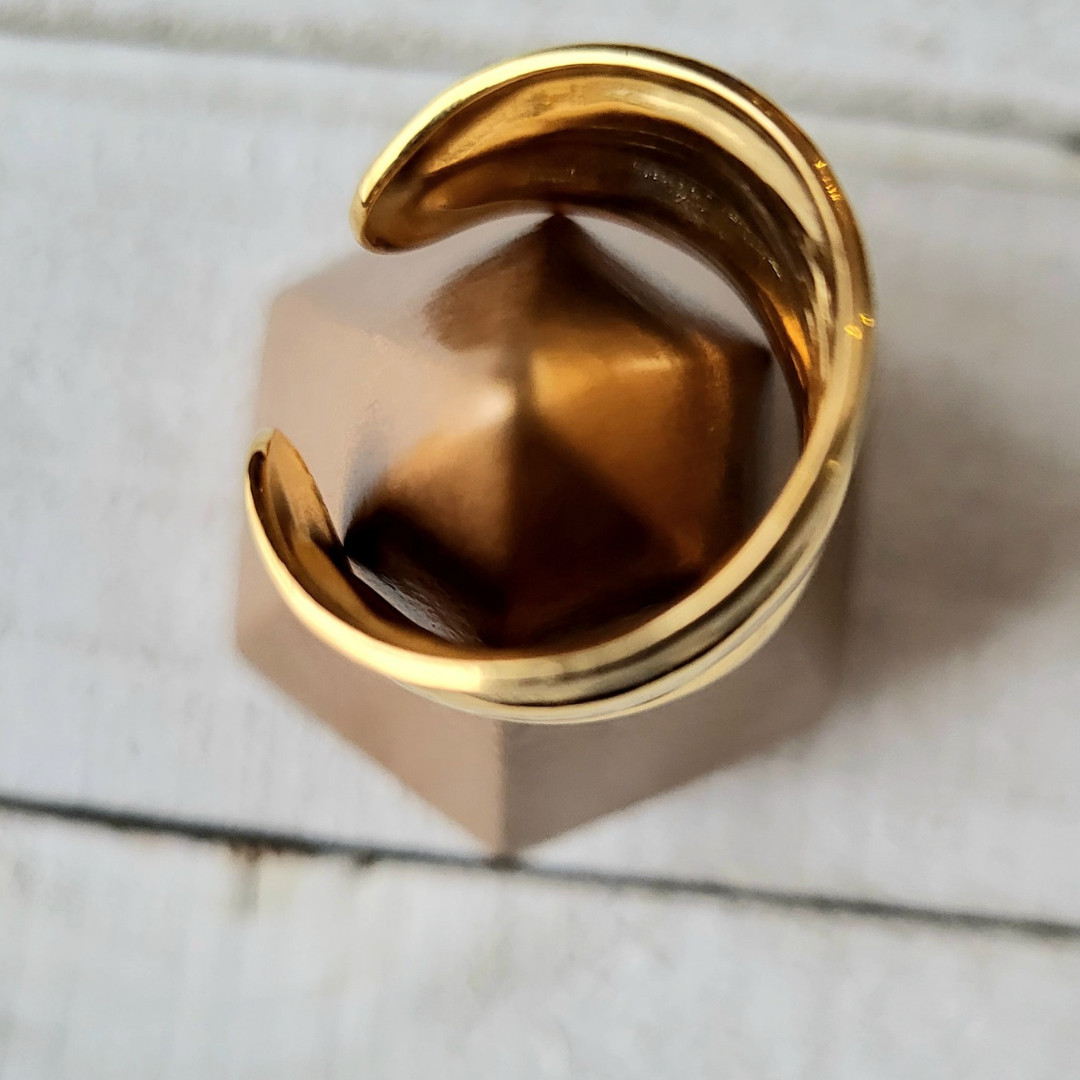 Solid Color Stainless Steel, 18k Gold Plated Open Ring