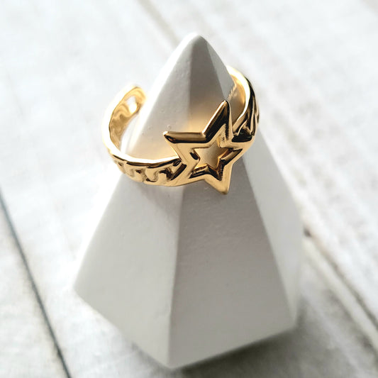 Star Stainless Steel Plating 18k Gold Plated Open Ring