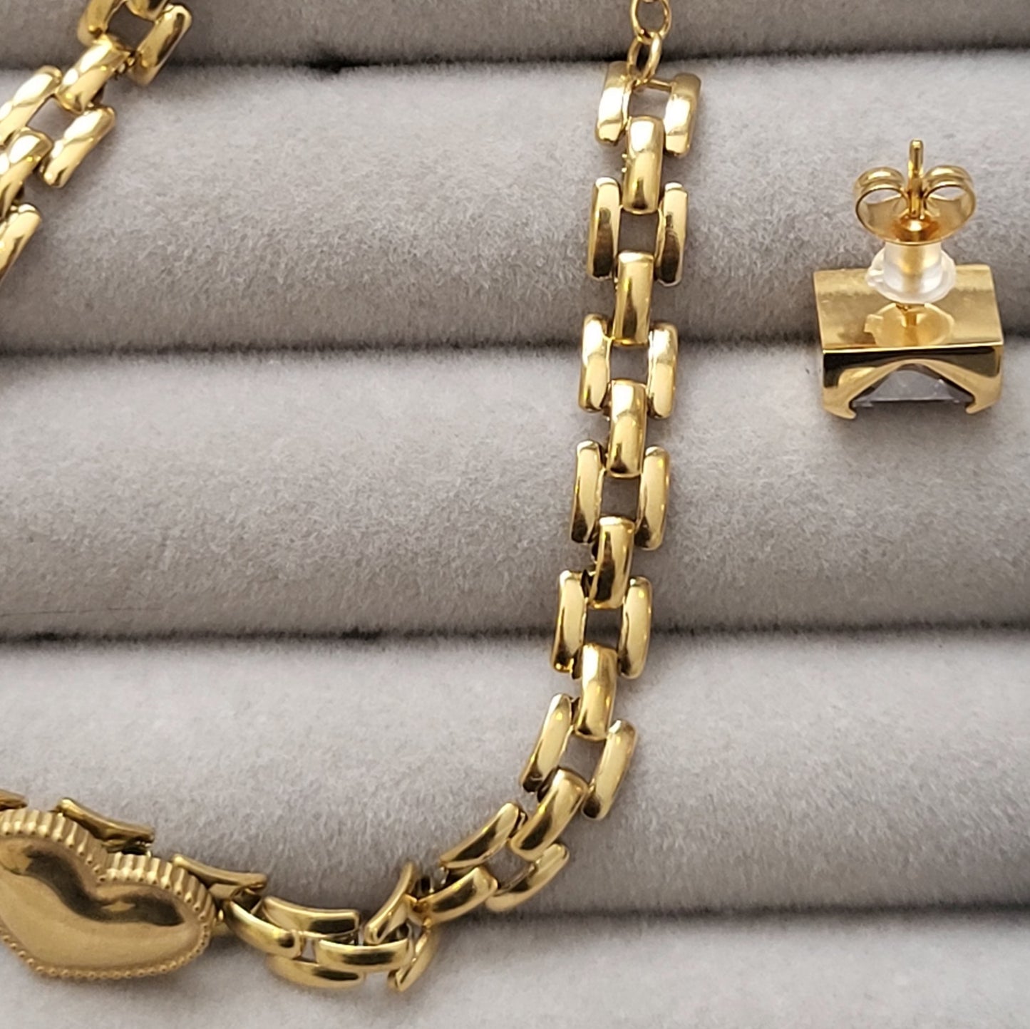 18K gold plated Stainless steel "Heart" bracelet