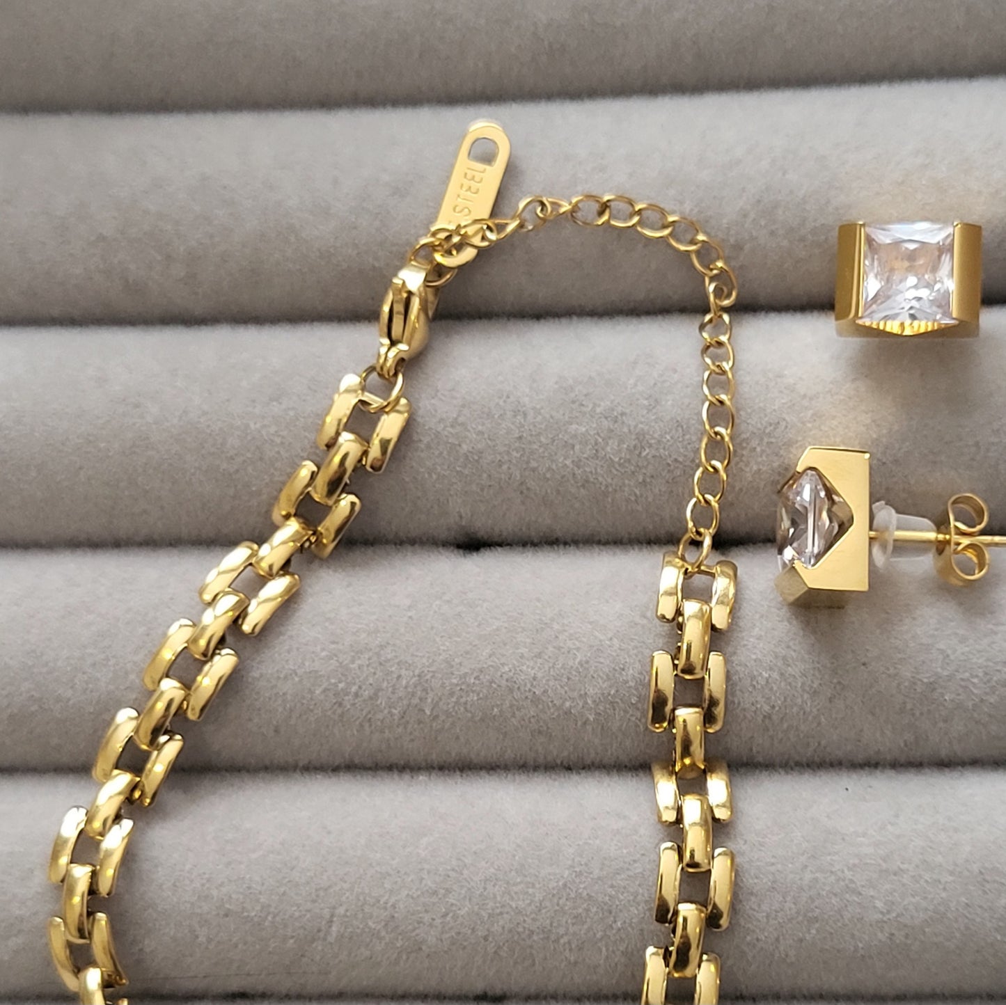 18K gold plated Stainless steel "Heart" bracelet