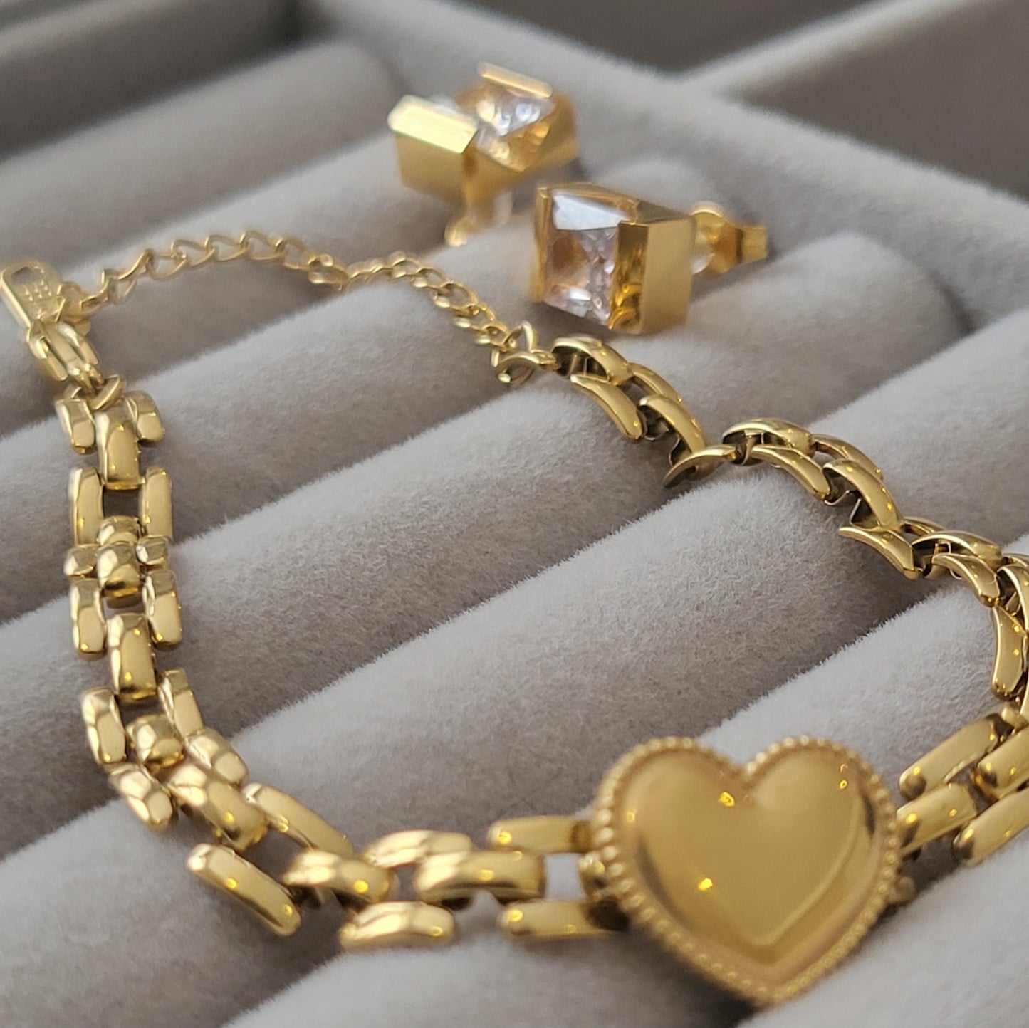 18K gold plated Stainless steel "Heart" bracelet