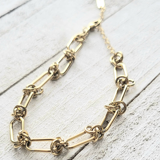 Desi, Unisex Titanium Steel Electroplating Chain Bracelet in Gold