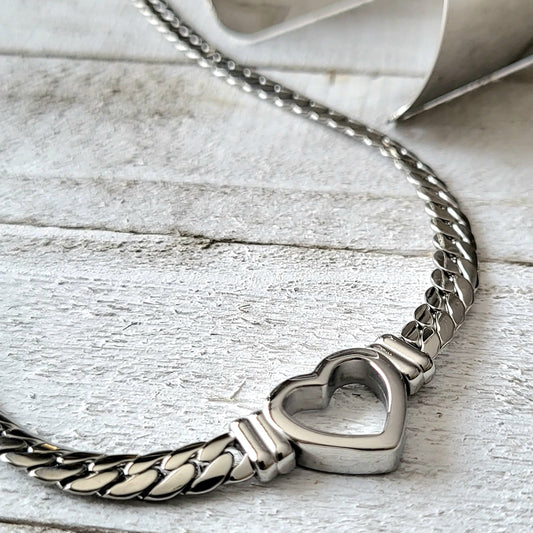 Billie, Fashion Heart Geometric Stainless Steel 18K Gold Plated Necklaces Steel