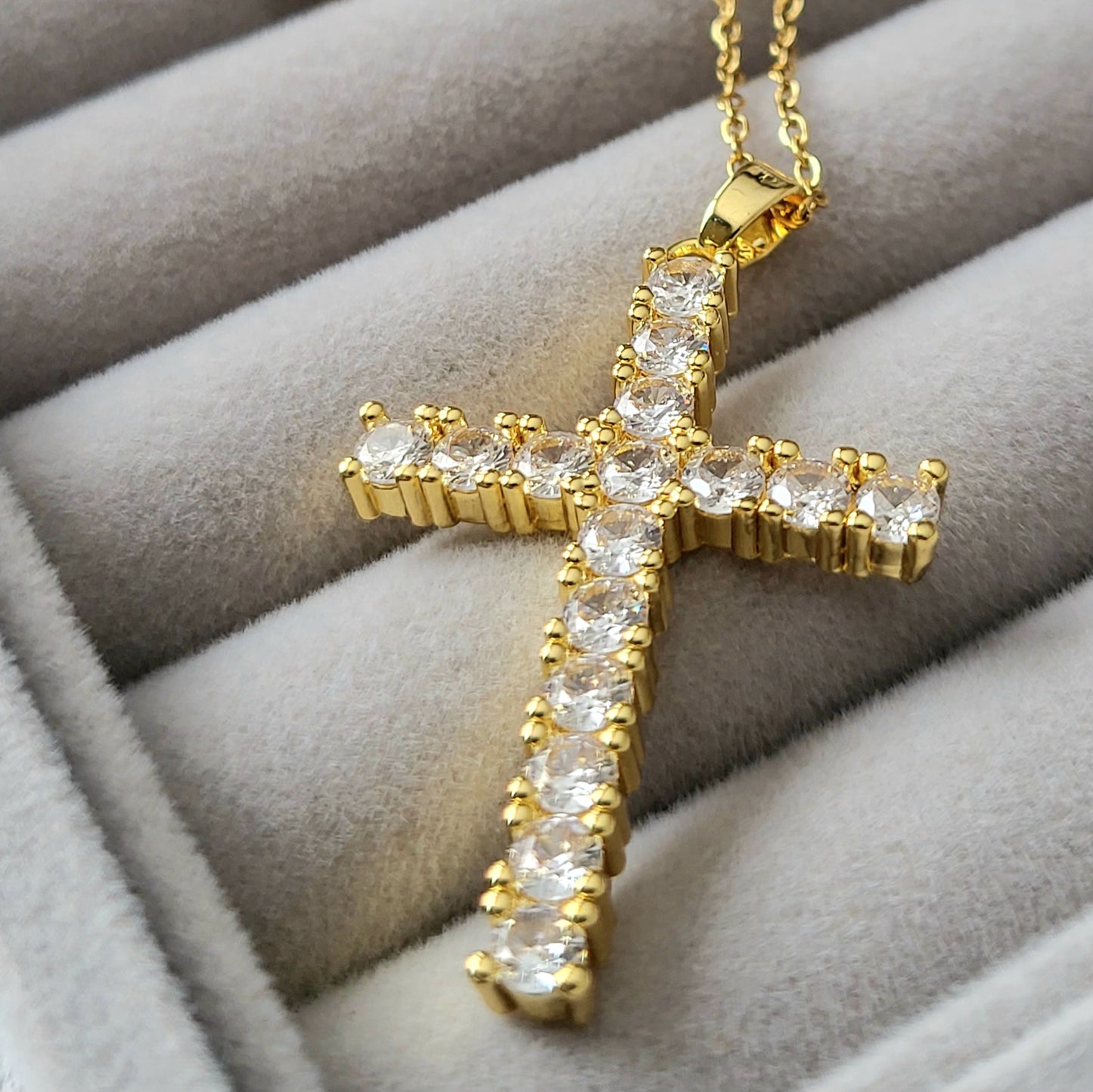 Cross Stainless Steel Plating Inlay Zircon Pendant Necklace