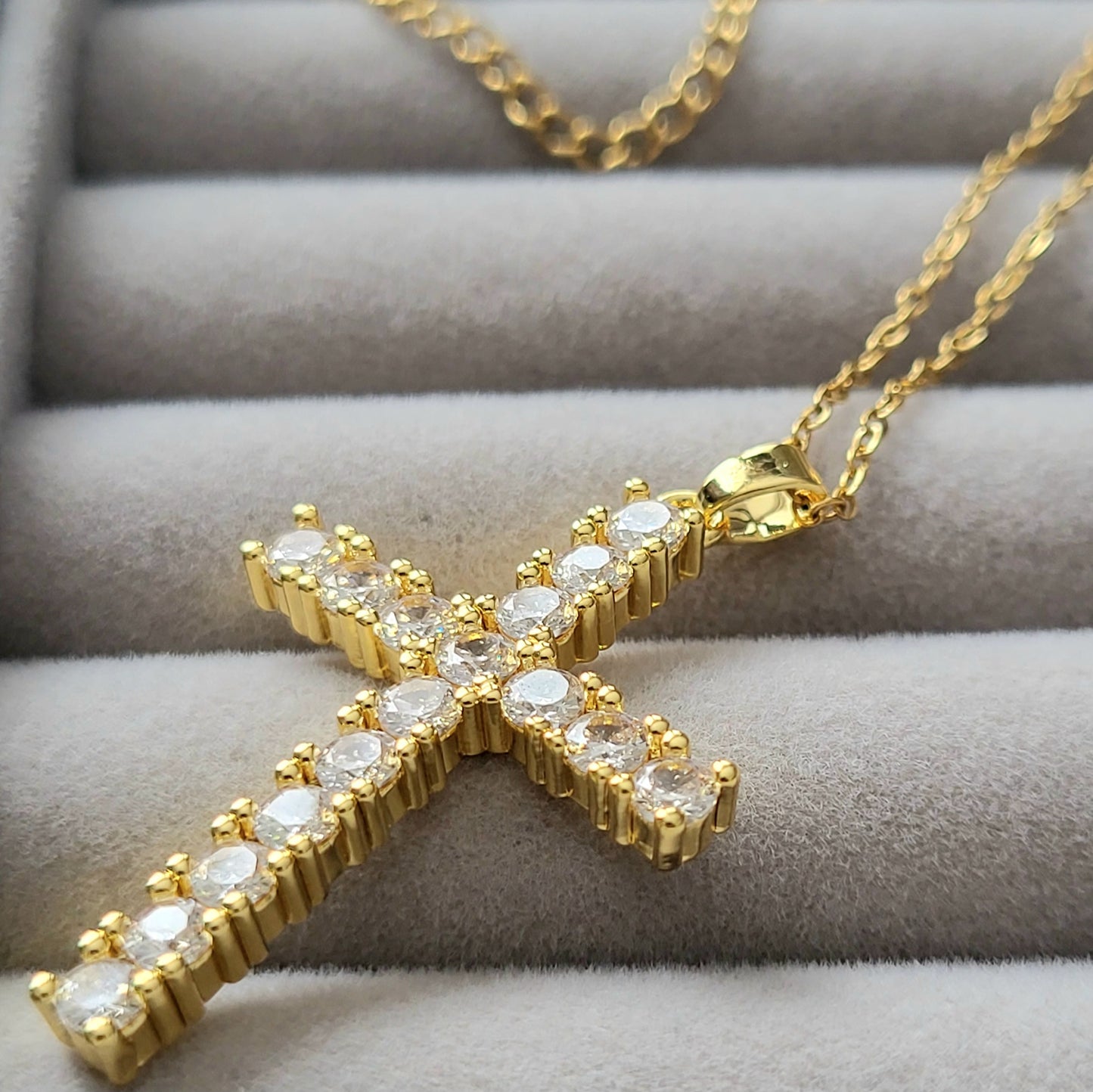Cross Stainless Steel Plating Inlay Zircon Pendant Necklace