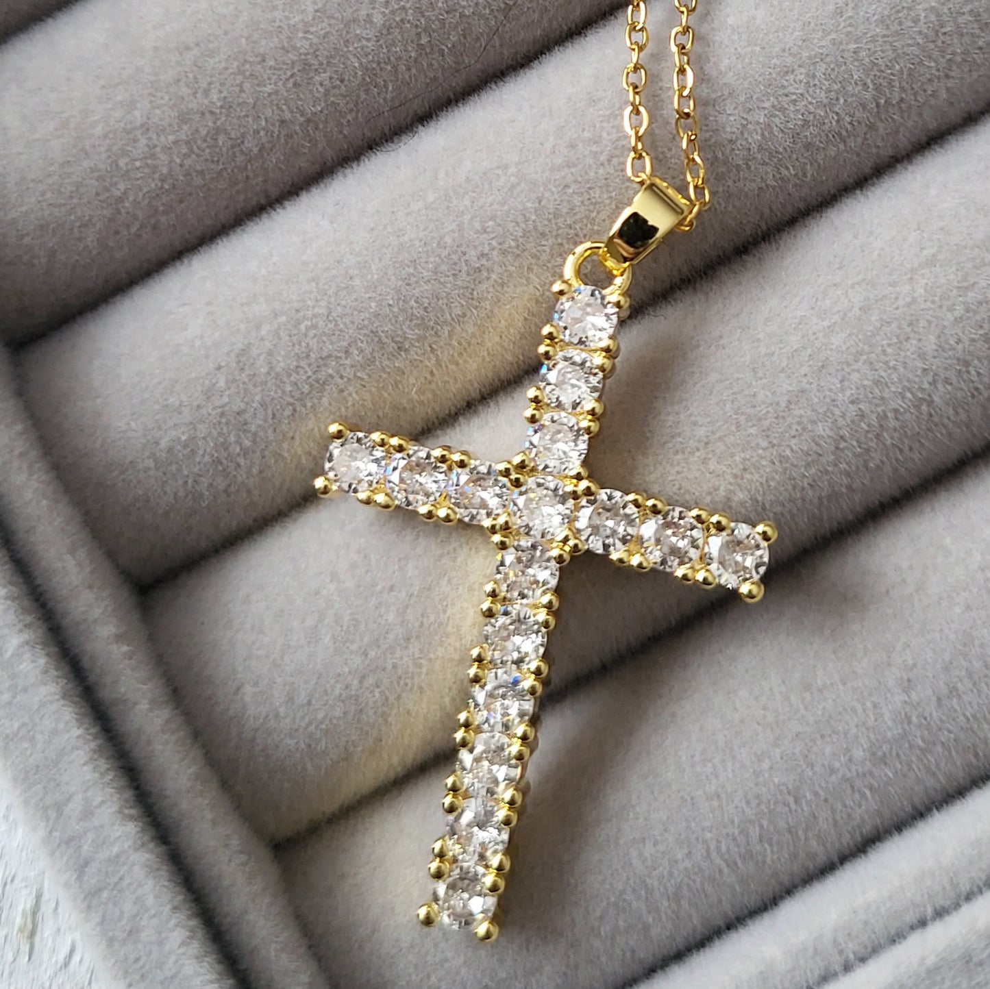 Cross Stainless Steel Plating Inlay Zircon Pendant Necklace