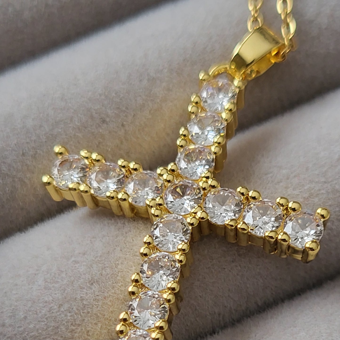 Cross Stainless Steel Plating Inlay Zircon Pendant Necklace