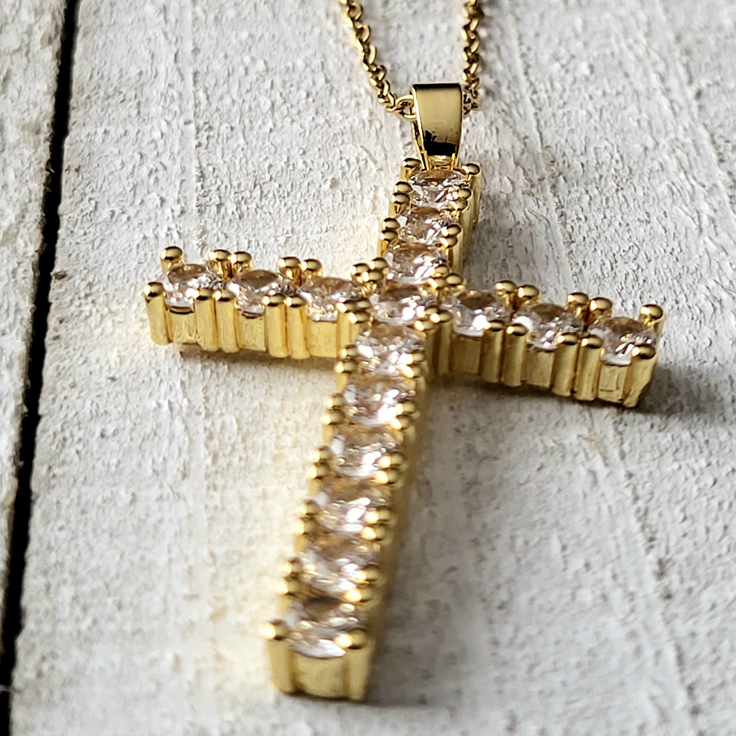 Cross Stainless Steel Plating Inlay Zircon Pendant Necklace