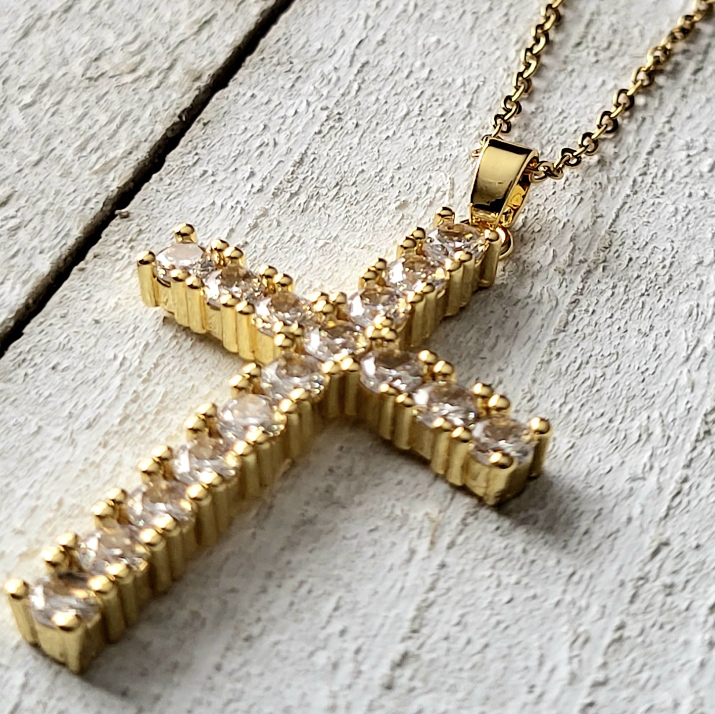 Cross Stainless Steel Plating Inlay Zircon Pendant Necklace