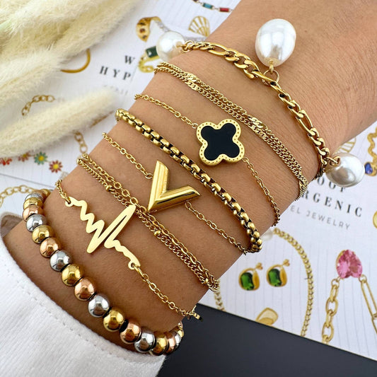 18K gold plated Stainless steel "Hearts" bracelet