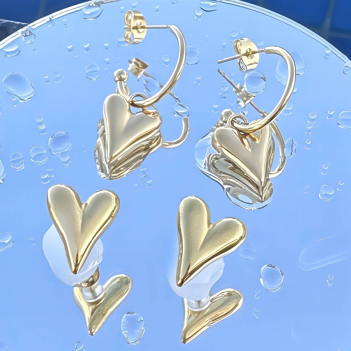 18K gold plated Stainless steel "Hearts" earrings