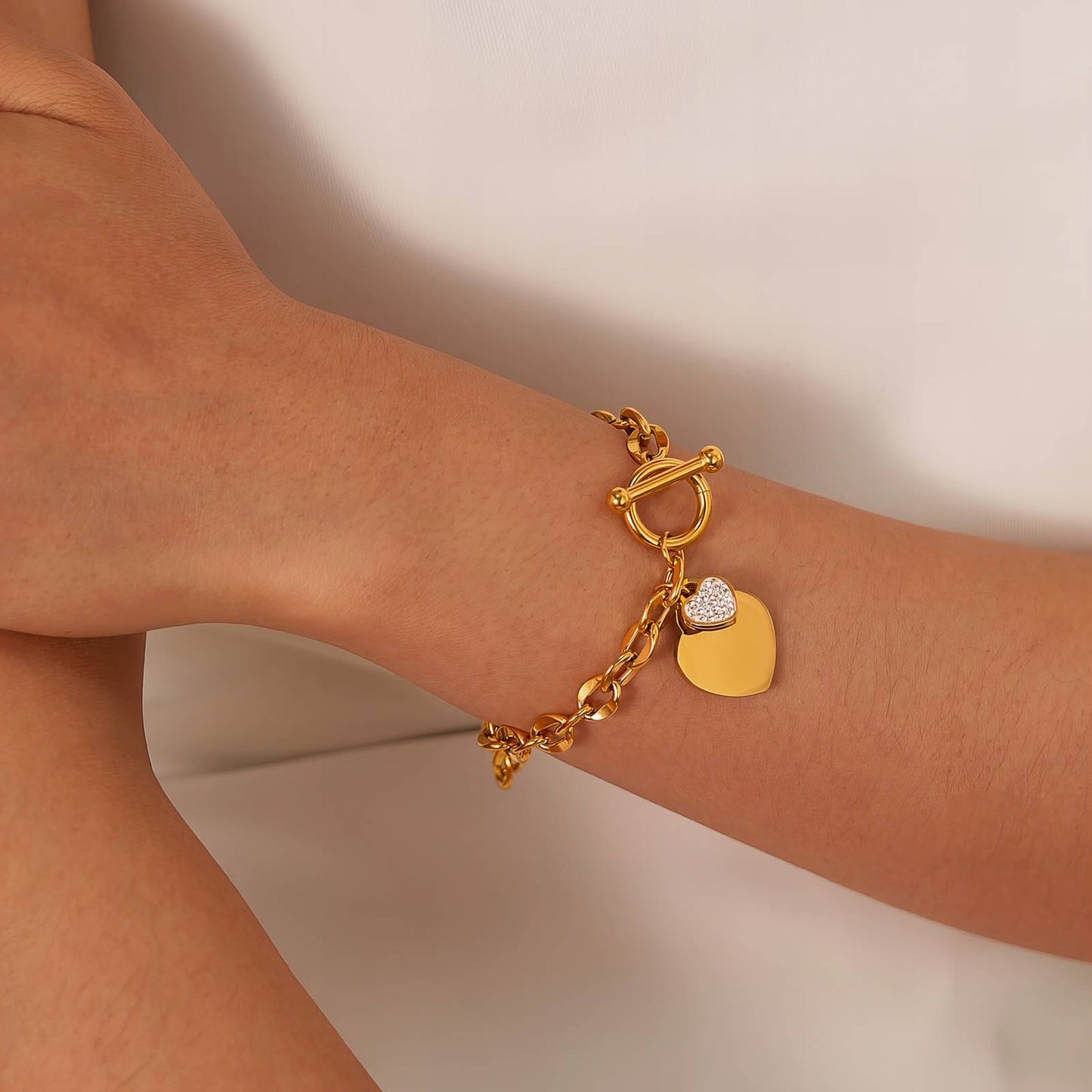 18K gold plated Stainless steel "Hearts" bracelet