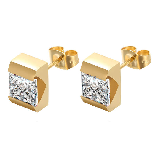 Elegant Style Gold Plated Stainless Steel Earrings, 1 Pair