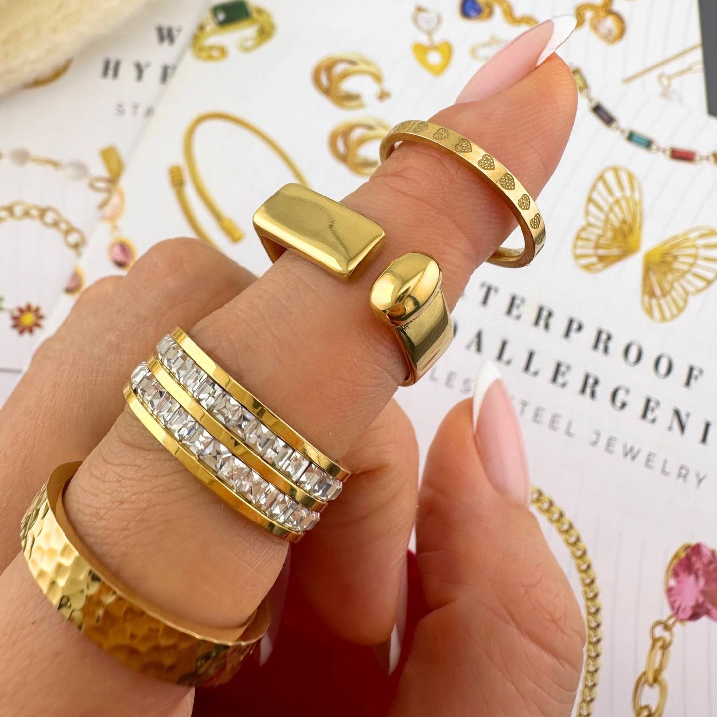 18K gold plated Stainless steel  ring, Sized.