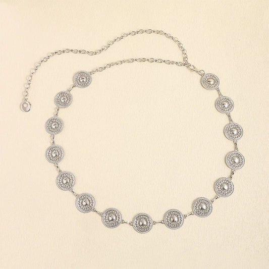 Round Metal Women's Chain Belts SILVER