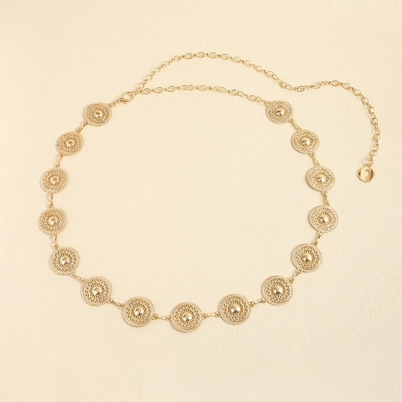Round Metal Women's Chain Belts GOLD