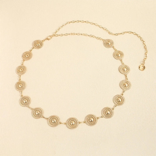 Round Metal Women's Chain Belts GOLD