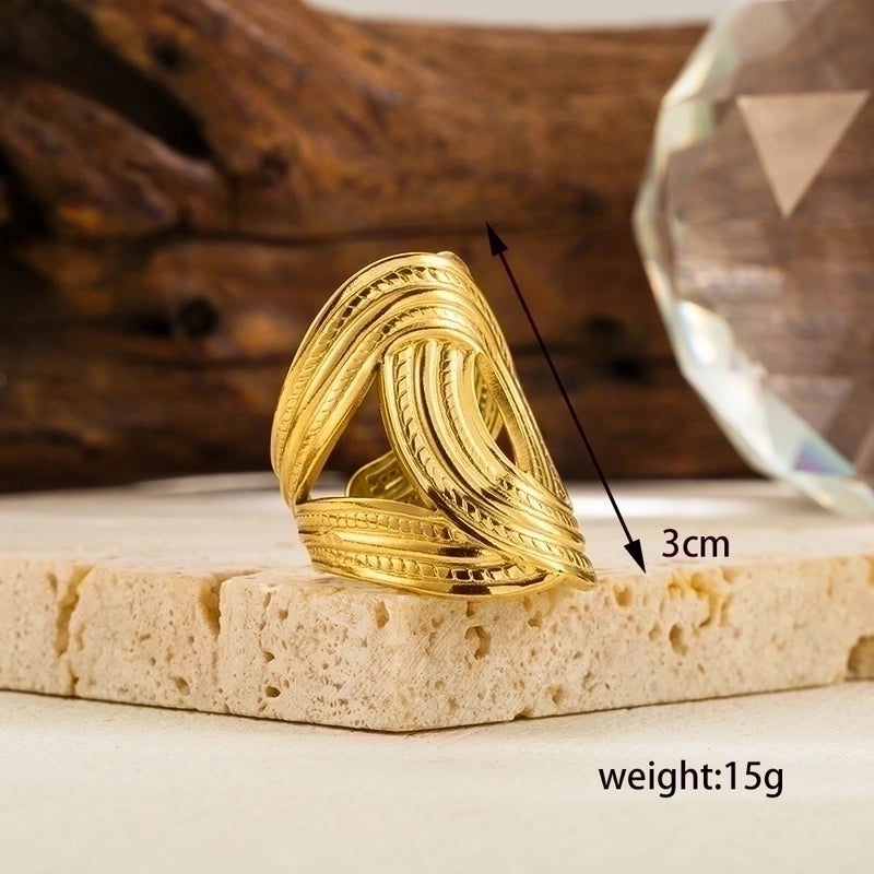 Cajun Stainless Steel Plating 18k Gold Plated Open Rings