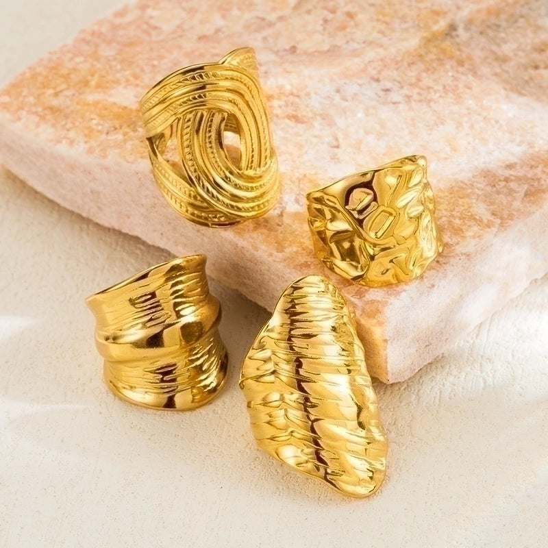 Cajun Stainless Steel Plating 18k Gold Plated Open Rings