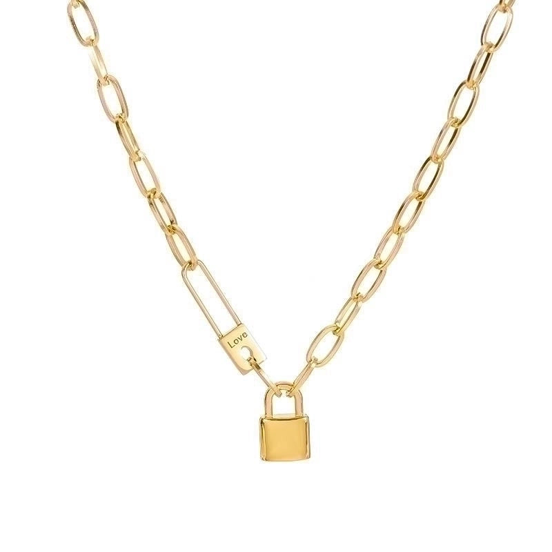Letter Lock Titanium Steel 18k Gold Plated Necklace