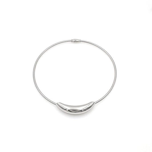 Round Stainless Steel Titanium Steel Plating Choker Silver
