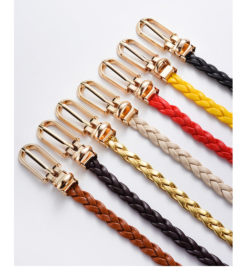 Roped Pu Leather Alloy Women's Fashion Belts GREY