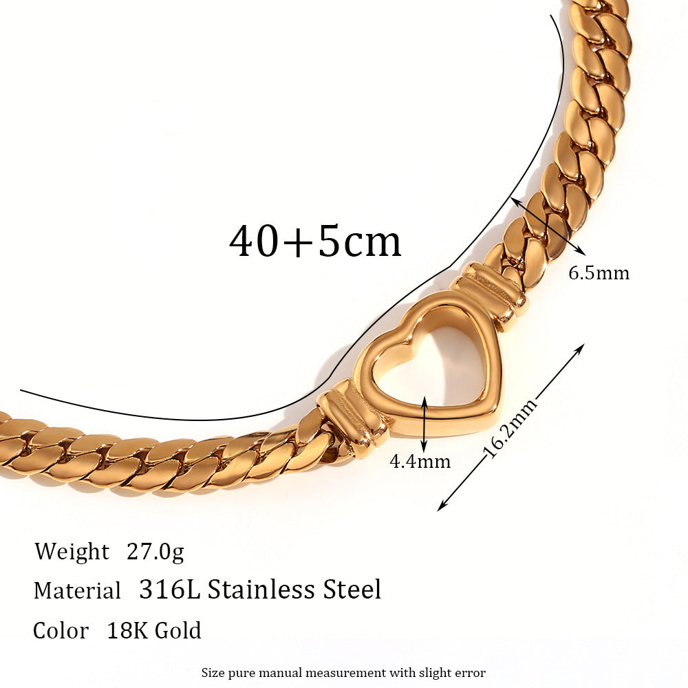 Billie, Fashion Heart Geometric Stainless Steel 18K Gold Plated Necklaces Gold