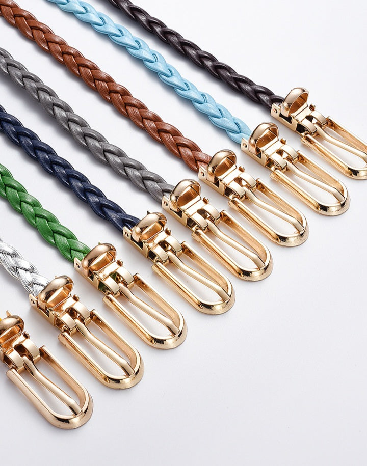 Roped Pu Leather Alloy Women's Fashion Belts GREY