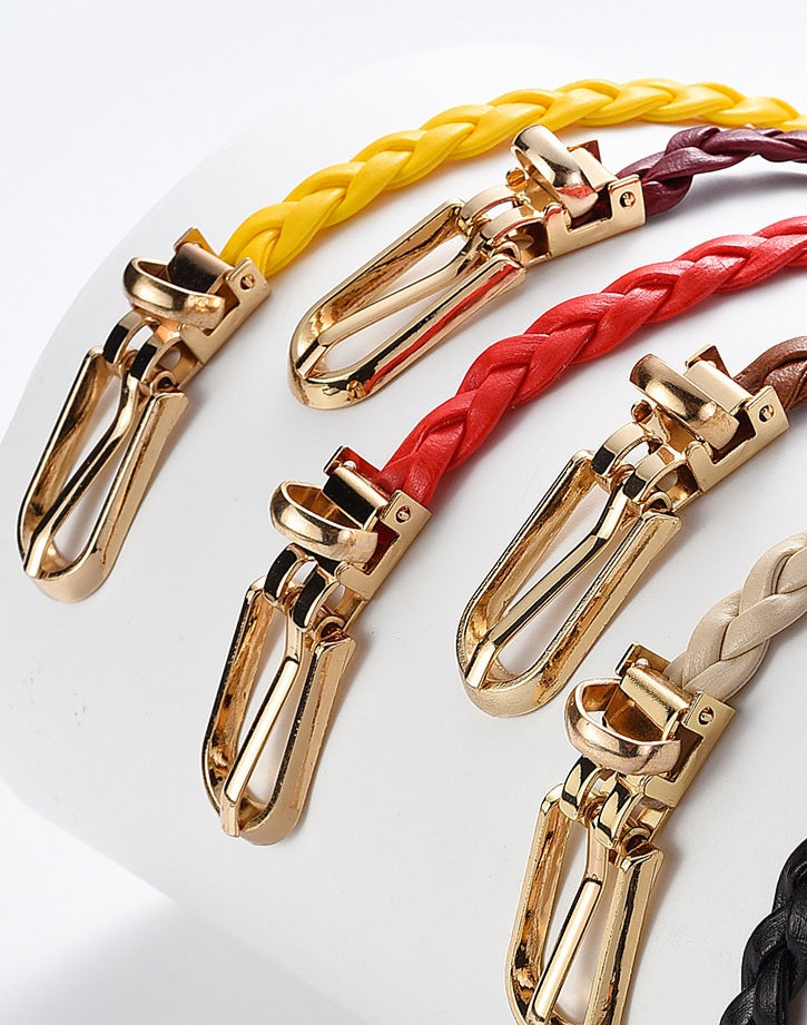 Roped Pu Leather Alloy Women's Fashion Belts GREY
